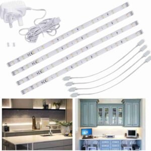 LED Under Kitchen Cupboard Cabinet Strip Lights Day Light | Cool White | 4 x 30cm Plug in