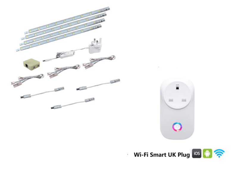LED Under Kitchen Cupboard Cabinet Strip Lights Day Light | Cool White | 4 x 30cm Plug in - Image 3