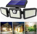 Solar Lights Outdoor 3 Heads, Claoner Upgraded 128 LED Solar Motion Sensor Security Lights
