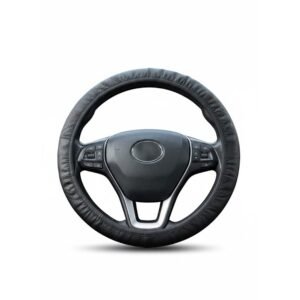 Universal Black PU Leather Elastic Car Steering Wheel Cover – Anti-Slip, Breathable, Comfortable Grip