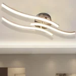 3 Way Parallel 22W LED Ceiling Light with Remote Control - Chrome Finish Metal Ceiling Lighting for Living Room, Bedroom, Hallway