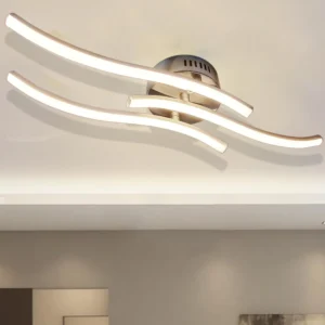 3 Way Parallel 22W LED Ceiling Light with Remote Control - Chrome Finish Metal Ceiling Lighting for Living Room, Bedroom, Hallway