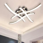 4 Way Crossed LED Ceiling Light - 28W 2800LM Chrome Finish Metal LED Ceiling Lamp for Living Room, Bedroom, Hallway (Remote Included)