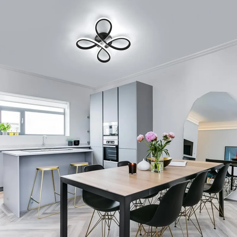 30W Black Modern LED Ceiling Light - Creative Flower Shaped LED Ceiling Lighting Fixture for Living Room Bedroom Kitchen Balcony Corridor - Image 2