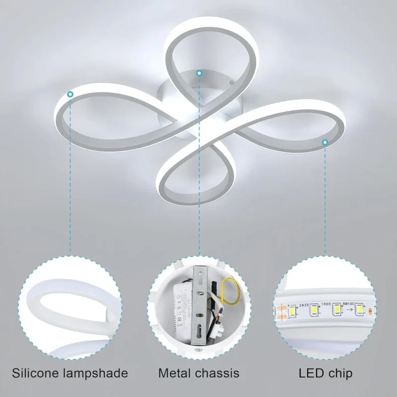 30W Modern LED Ceiling Light - Creative Flower Shaped LED Ceiling Lighting Fixture for Living Room Bedroom -  White Cool White - Image 3