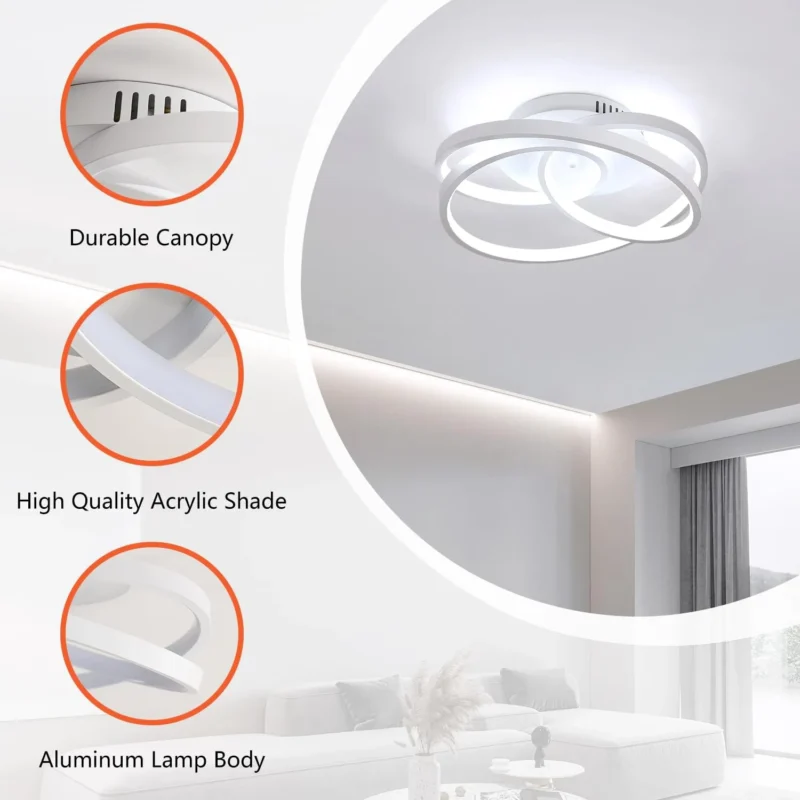 40W Cool White Round Shape Creative Modern Ceiling Lights for Bedroom, Hallway, Living Room - Image 3