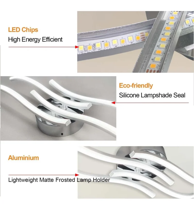 4 Way Parallel LED Luxury Light - 28W LED Ceiling Light Chrome Surface-Mount Design for Living Room - Image 4