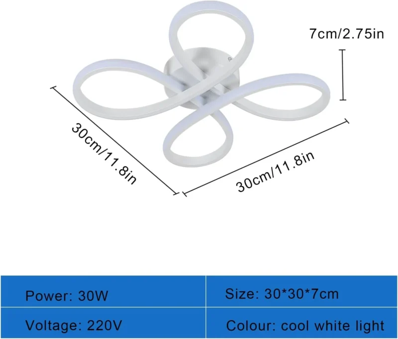 30W Modern LED Ceiling Light - Creative Flower Shaped LED Ceiling Lighting Fixture for Living Room Bedroom -  White Cool White - Image 4