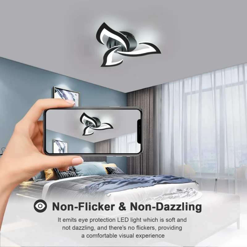36W 3240LM Modern Design Ceiling Lighting - 3 LED Ceilings Light Black Flower Fittings Ceilings for Bedroom, Dining Room 6500K Cool White - Image 4