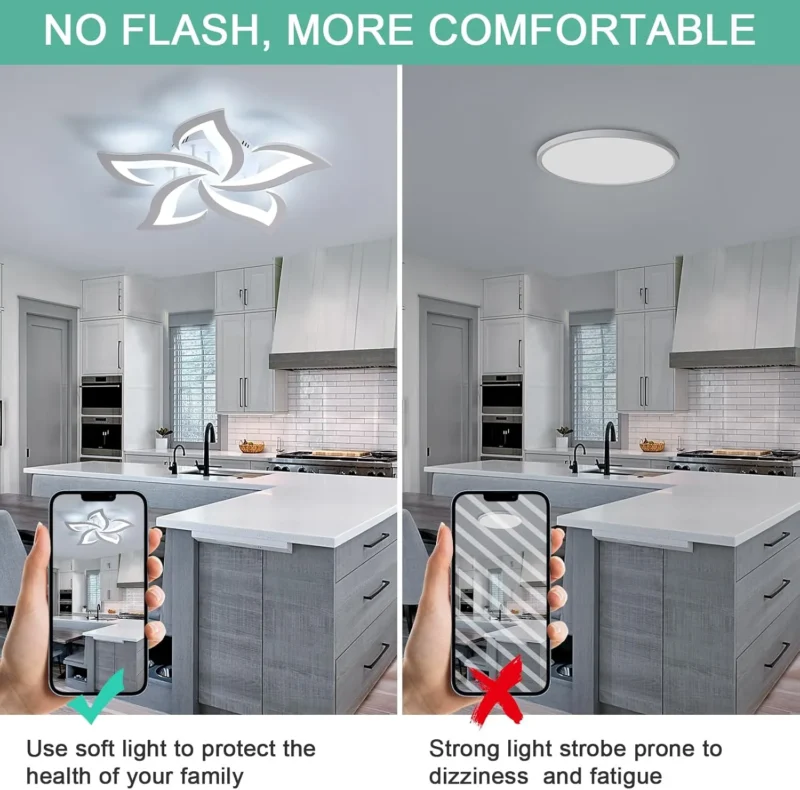 60W 5400LM Modern Design Ceiling Lighting, 5 White Flower Fittings of Ceiling Lights for Dining Room 6500K Cool White - Image 4