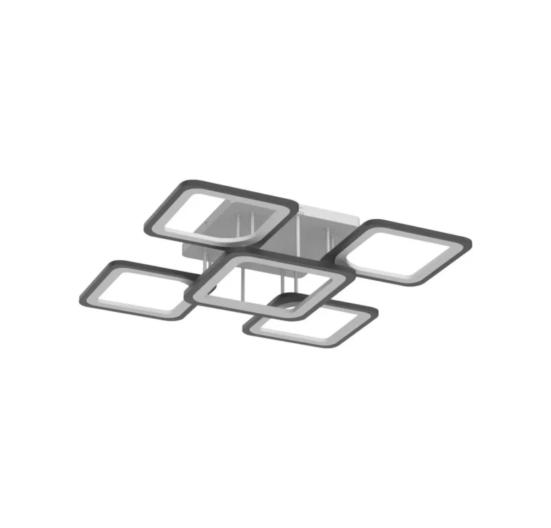 64W Ceiling Lights for Bedrooms - Modern 5 Square Chandeliers Ceiling Lamp, 6500K Semi Flush Light Fittings for Living Room - Image 4