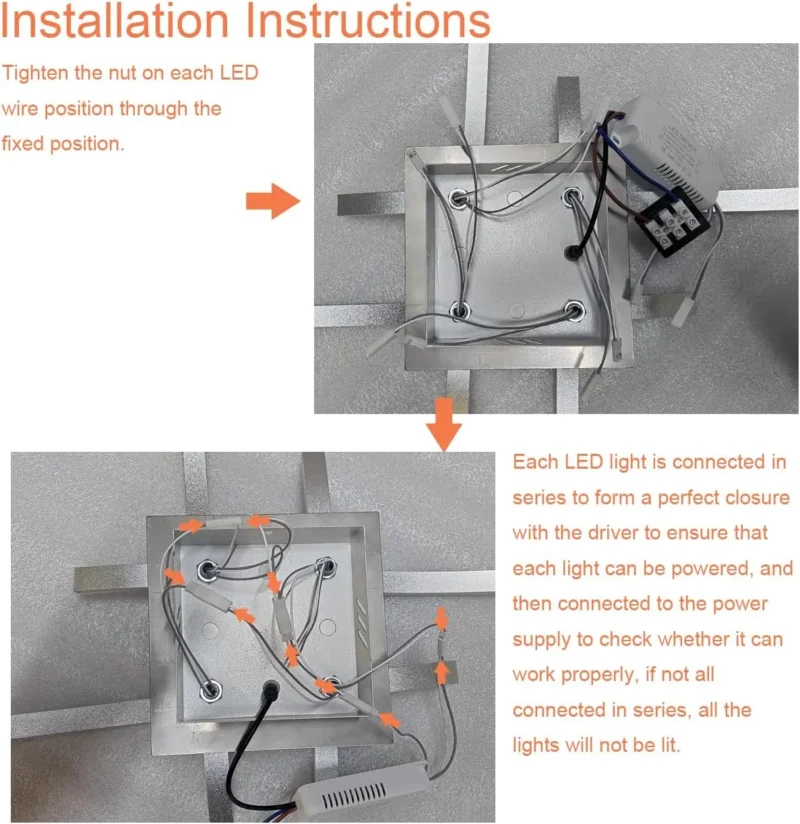 4 Way Crossed LED Ceiling Light - 28W 2800LM Chrome Finish Metal LED Ceiling Lamp for Living Room, Bedroom, Hallway (Remote Included) - Image 5