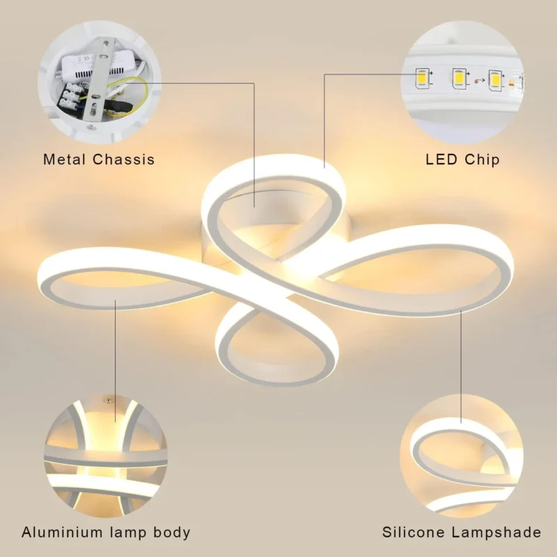30W Modern LED Ceiling Light - Creative Flower Shaped LED Ceiling Lighting Fixture for Living Room Bedroom Kitchen Balcony Corridor - Image 5