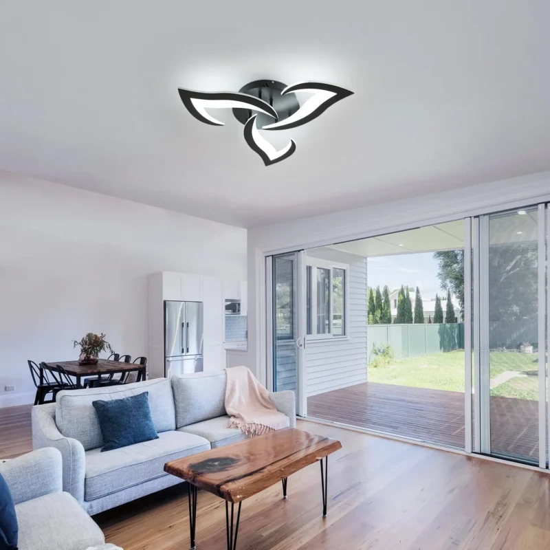 36W 3240LM Modern Design Ceiling Lighting - 3 LED Ceilings Light Black Flower Fittings Ceilings for Bedroom, Dining Room 6500K Cool White - Image 5