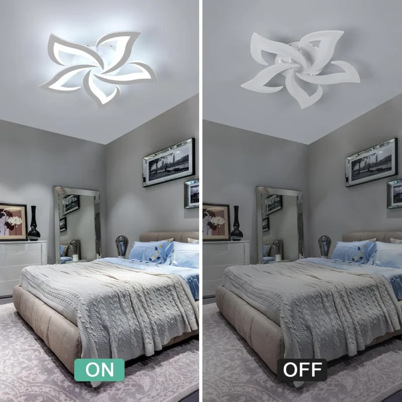 60W 5400LM Modern Design Ceiling Lighting, 5 White Flower Fittings of Ceiling Lights for Dining Room 6500K Cool White - Image 5