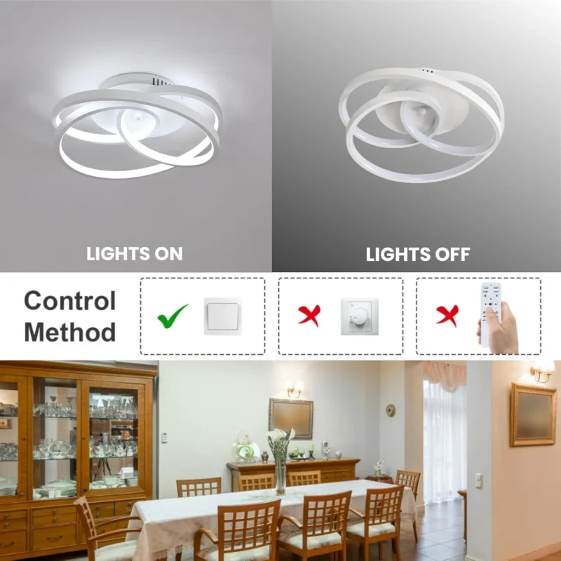 40W Cool White Round Shape Creative Modern Ceiling Lights for Bedroom, Hallway, Living Room - Image 6