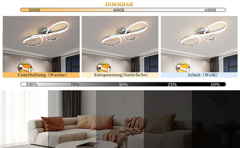 50W Modern LED Ceiling Light Dimmable Living Room Ceiling Lamp with Remote Control - Image 6