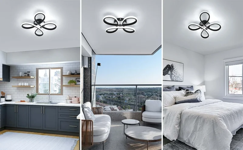 30W Black Modern LED Ceiling Light - Creative Flower Shaped LED Ceiling Lighting Fixture for Living Room Bedroom Kitchen Balcony Corridor - Image 5